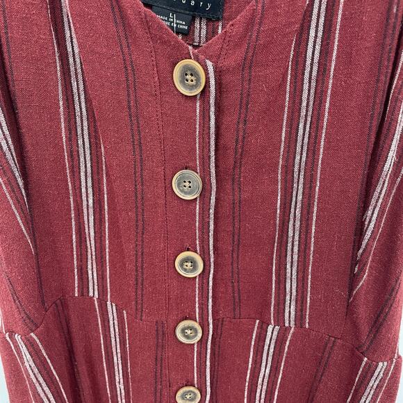 SANCTUARY Evereve NWT Sedona Maroon Striped Jumpsuit // L - Picture 7 of 12